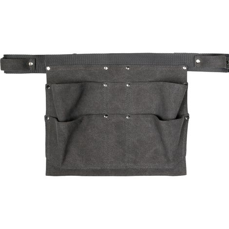 Ceinture de jardinage grise (29,5x22 cm) - Poche de travail professionnelle robuste, sacoche à taille réglable pour outils, bricolage et chantier (1/5)