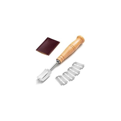 Boulanger Slashing Outil, Lame à pain, Lame pour Pâte, Manche en Bois Couteau a Pain, Bread Lame, Lame Boulanger, Rasoir à pain,Pinceau Cuisine, avec 5 Lames Réchanges, pour Graver des Motifs de Pain (1/5)