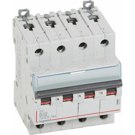 Disjoncteur DX³6000 10kA arrivée haute et départ bas à vis 4P 400V - 32A - courbe B - 4 modules - LEGRAND