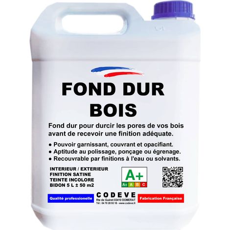 Codève Bois – Fond dur bois 5 L – Durcisseur pour bois dur et teck – Renforce la surface et stabilise les fibres – Application facile en 2 passes