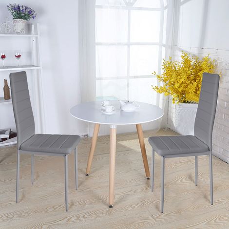 Set of 6 Modern Faux Leather Armless High Back Dining Chairs (1/3)