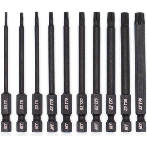 Torx-Bit-Set für Schraubendreher, Bohrmaschinen und Schlagschrauber, temperaturbeständig, fortschrittliche Wärmebehandlung, Phosphatbeschichtung, 8 cm, 10-teilig (1/5)