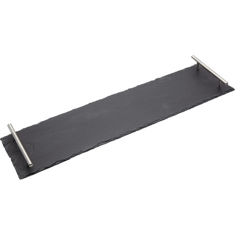 MasterClass Artesà Table de Cuisine de Ardoise avec poignées de Acier 15 x 60 cm