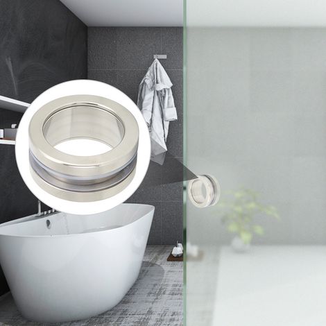 Poignée de porte coulissante ronde en acier inoxydable avec bouton creux intégré au verre et poignée de baignoire encastrée dans le verre (1/5)