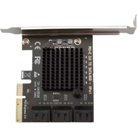 Carte PCIe 4X SATA 3.0 6 Ports, Adaptateur PCI Express vers SATA 6Go/s, Contrôleur RAID non inclus, pour PC Bureau, Extension Multidisques (1/5)