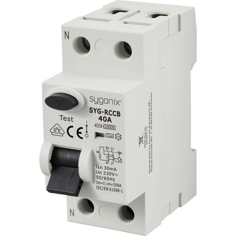Sygonix SY-6438016 SYG-RCCB 1P+N/A40/10kA/30mA Interrupteur différentiel à courant résiduel A 2 pôles 40 A 0.03 A 230 V (1/5)