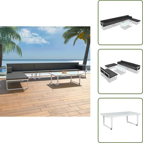 Salon de jardin 5 pcs Textilène Aluminium Noir - Salon De Jardin - Meubles De Jardin - Ensemble Salon De Jardin - Textile - Aluminium