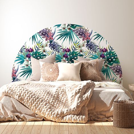 Stickers tête de lit - Fleurs - 160 x 130 cm - Pour lits (120 à 140 cm) - Adhésif MAT (1/2)