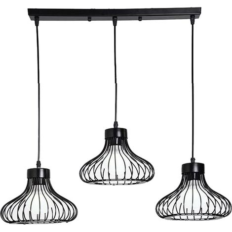 Suspension Lustre Industrielle Noire Simple Plafonnier Vintage À 3 Lumières Lustre Rétro Créatif Pour La Décoration Intérieure