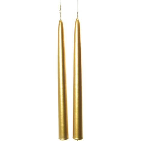 COPPIA DI CANDELE A STELO ORO LUCIDE IN CERA  DIAM 2.2X25H CM DI MERCURY