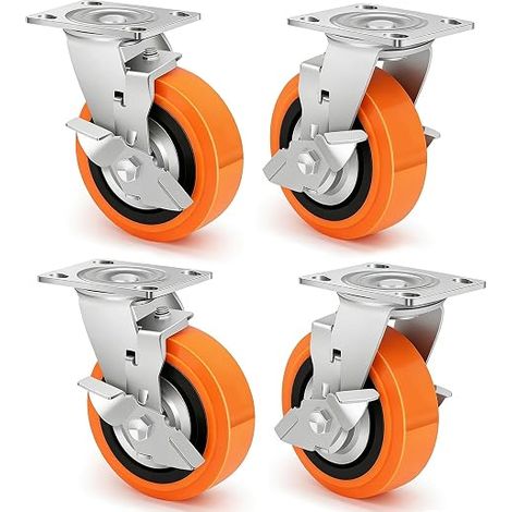Lot de 4 roulettes pivotantes en caoutchouc massif de 150 mm (1/5)