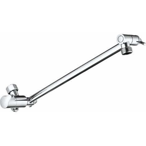 YMYNY Bras d'extension pour pommeau de douche réglable matériel de rallonge pour bras de douche en laiton de montage mural en nickel brossé,28cm,argent