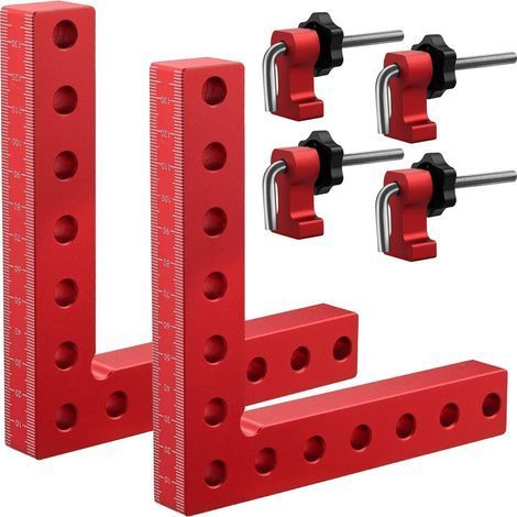 Ensemble de 6 pièces de support de positionnement en forme de L de 14 cm avec pince de joint en alliage d'aluminium à angle de 90 degrés pour outils de menuiserie, utilisé pour les armoires, les cadre (1/5)