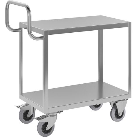 FRANKEL kaiserkraft, Chariot de montage inox, 2 tablettes, L x (1/5)