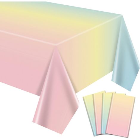 4er Set Regenbogen Tischdecken Pastell 130x220cm für Partys