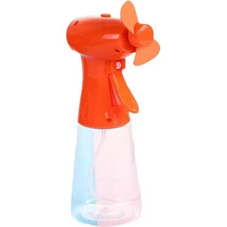 Bunter Flaschenventilator für den Sommer, Mini-Ventilator mit Handkurbel und Batteriebetrieb, Orange (1/5)