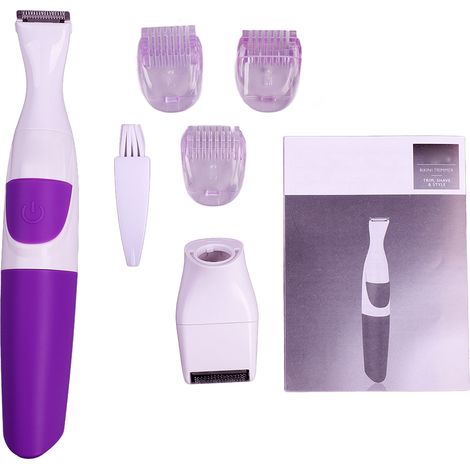 Épilateur 2 en 1 pour femmes, utilisable sur peau sèche ou humide, électrique sans fil, tête flexible, tondeuse maillot violette (1/5)