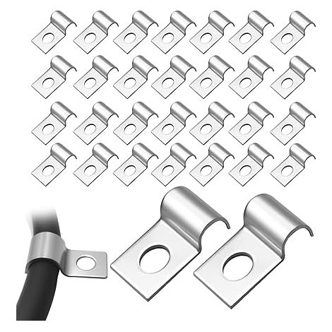 30 Pièces Fixation Grillage Rigide Sur Mur, Acier Inoxydable Attache Grillage, Serrage en U à Trou Unique, pour La Maison Fixation du Câble, Tuyaux, Grillage Rigide (5mm,pour Ø 5-6mm) (1/5)