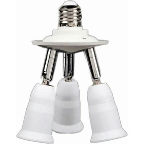 Adaptateur distributeur de douille E27 3 en 1, ampoule LED E27 standard, douille de conversion, douille de lustre orientable à 360° et 180°. (1/5)