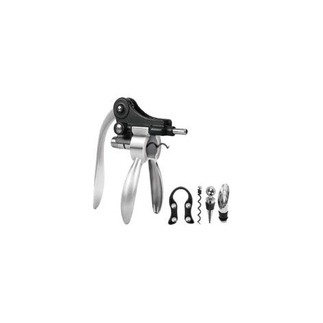 Kit cavatappi per vino, apribottiglie, con taglia-capsule, tappo per bottiglia, versatore, anello per vino, vite di ricambio, kit apribottiglie, per uomo e donna, amanti del vino - Crezuo