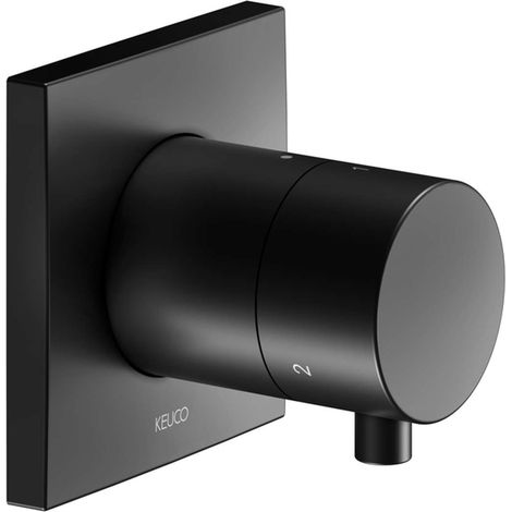 Grifería Keuco IXMO 59548, válvula de desvío de 3 vías oculta, roseta cuadrada, manilla Comfort, sin cierre, color: Negro Mate - 59548371002 (1/2)