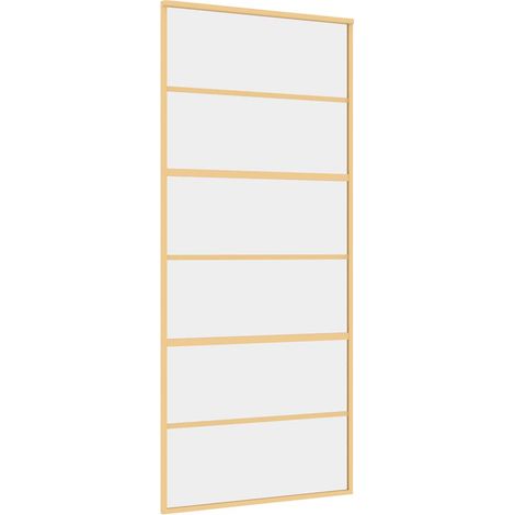 Porte coulissante,Porte intérieure,Porte d'entrée doré 90x205 cm verre ESG clair et aluminium CFW22256 (1/5)