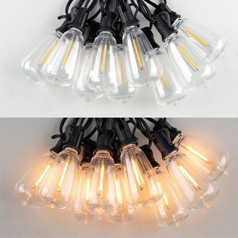 Guirlande lumineuse LED de 15 m avec ampoules en plastique - Panneau solaire 1200 mAh et télécommande, idéale pour les jardins, les mariages et les campings (1/5)