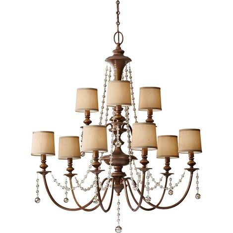 Elstead Feiss Clarissa Lustre avec abat-jour 9x E14 Light Firenze Gold (1/5)