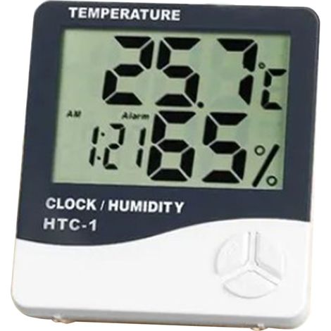Mini thermomètre-hygromètre numérique avec horloge, indicateur de température et d'humidité ambiantes. (1/5)