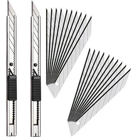 2 pièces Main Droite et Main Gauche Cutter de 9 mm Lames Sécables en Angle 30° + 20 pièces Lames de Rechange, Cutter de Précision (1/5)