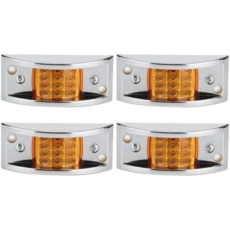 Feu de gabarit latéral, 4 pièces 12 LED 10-30 V feu de gabarit latéral chromé indicateur ambre dégagement lampe de signal étanche remplacement de voiture. (1/4)