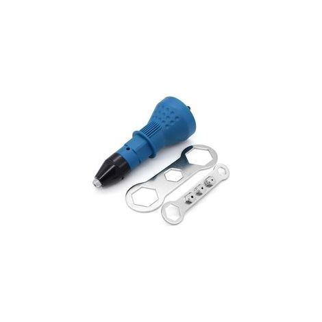 Pistolet à rivets sans fil Kit d'outil de perceuse électrique à rivets Riveteuse Adaptateur Insert Écrou Outil de puissance à main Accessoires Noir (Bleu) (1/5)
