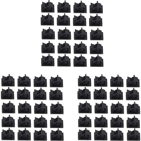 60 bridas de plástico negras autoadhesivas ajustables para cables de coche.
