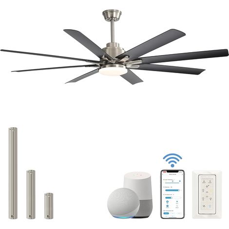 Sofucor Smart Ventilatore da soffitto con luce, Alexa/APP, telecomando [Classe energetica D] - Nero + Argento
- 167,5 cm, silenzioso, Wi-Fi, CC, 3 temperature di colore, timer, 6 velocità, modalità es (1/5)