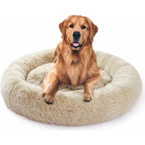 MINE Lit Rond De Luxe Pour Animaux De Compagnie/Nid Pour Chiens Et Chats, Coussin De Lavage Facile À Fermeture Éclair Pour Chats/Chiens, Beige 60 Cm (1/5)