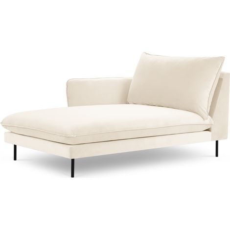 Méridienne gauche en velours beige clair (1/5)