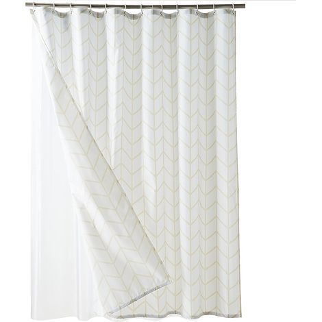 Cortina de ducha con rayas amarillas, 180x180CM, lavable a máquina, gruesa, impermeable, adecuada para bañeras de baño. (1/5)