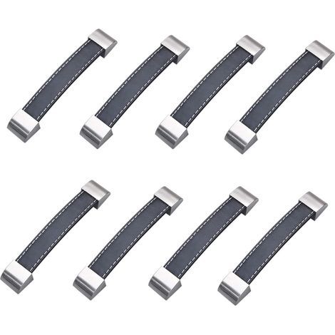 Ledergriffe – Schrankgriffe, Schrankgriffe für Kleiderschrank, Küche und Tür (Schwarz, 128 mm, 8 Stück) (1/5)