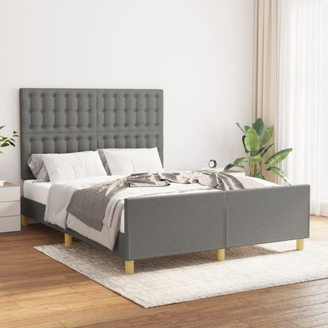 Cadre de lit sans matelas-Structure de lit gris foncé 140x190 cm tissu 399738 (1/5)
