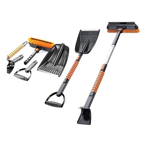Ice Scraper, Snow Brush, Ice Scraper for Car, Foldable Snow Brush with Extendable Handle, 106 cm, 180° Swivel Broom for Snow Removal (1/5)