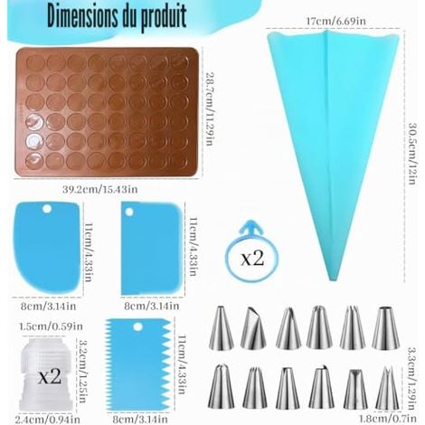 18 poches à douille en silicone pour tapis de cuisson (1/4)