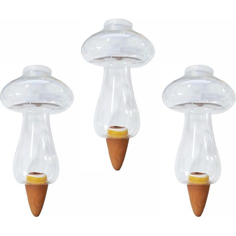 Lot de 3 boules d'irrigation pour plantes, distributeur d'eau transparent, système d'irrigation pour plantes en pots (300 ml, forme champignon) (1/5)