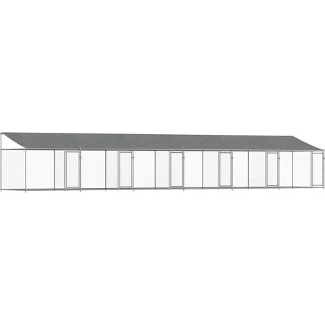 vidaXL Gabbia Cani con Tetto e Porte Grigia 12x2x2 m Acciaio Zincato (1/5)