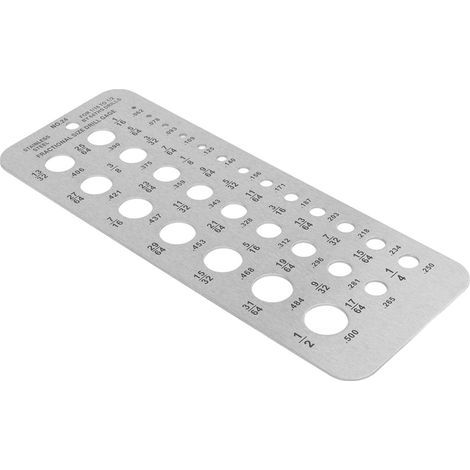 Jauge de perçage en acier inoxydable pour forets de 1/16 à 1/2 pouce, 29 trous, mesure de boulons 17/64‑1/2 (1/5)