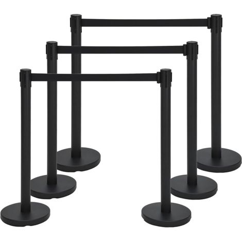 Barrières de contrôle de foules, poteaux métalliques avec cordes rétractables 2m, pour magasins, aéroports et événements.
