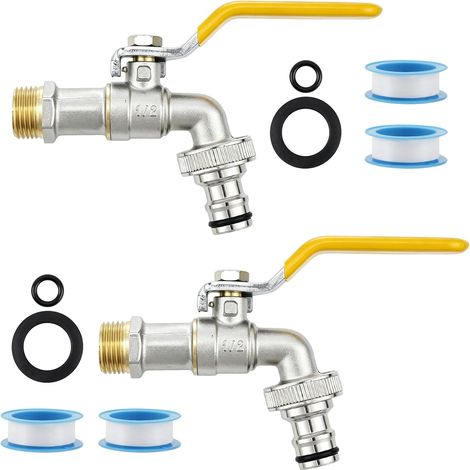 Lot de 2 Robinet de Jardin en Laiton 1/2", Résistant à la Rouille et au Gel (1/5)