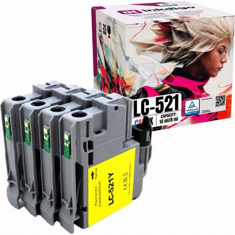 Inchiostro Inkdigo LC521 compatibile con le stampanti Brother DCP-J1260W e DCP-J1313DW, certificato TÜV. (1/5)