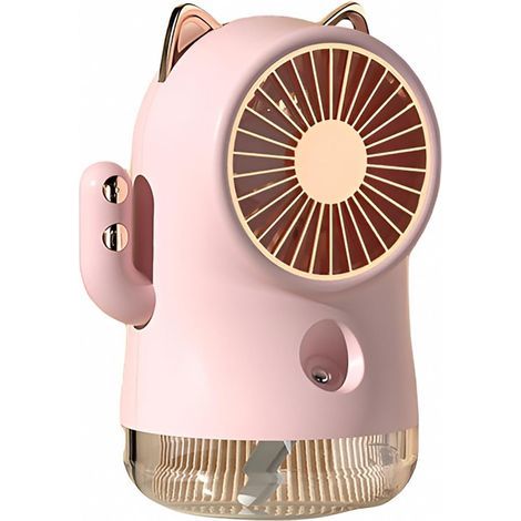 Mini Ventilateur de Poche – avec Pulvérisateur,3 Vitesses Rechargeable USB – Appareil Bureau ,Voyage –rose (1/5)