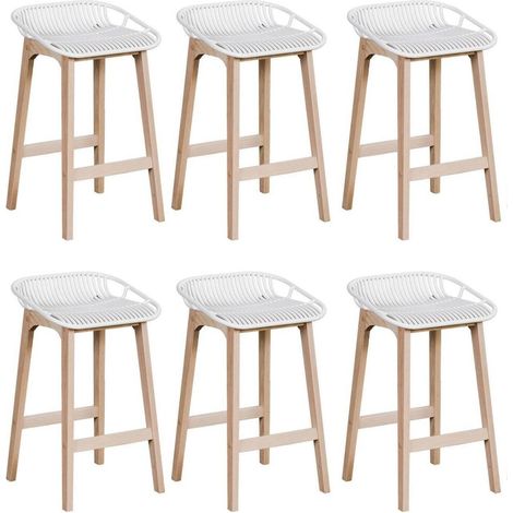 Lot de chaises d'îlot et bar MALMO en chêne et assise plastique 65cm