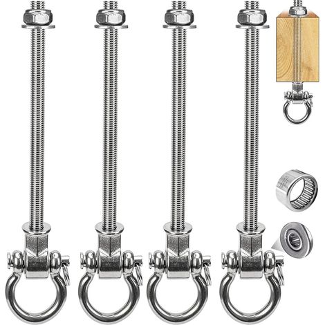 Lot de 4 Crochets de Balançoire M10 pour Poutres en Bois, Supports de Suspension 280mm en Acier Inoxydable avec Roulements, pour Hamac, Chaise Suspendue, Béton, Sac de Boxe, Yoga (1/5)
